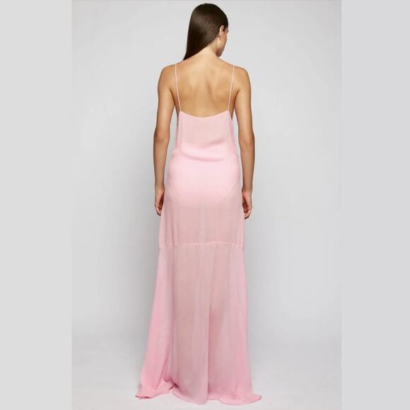 SWF Two Piece Sheer Slip Maxi Dress In Carnation Pink Size XS Special Occasion - Picture 2 of 14
